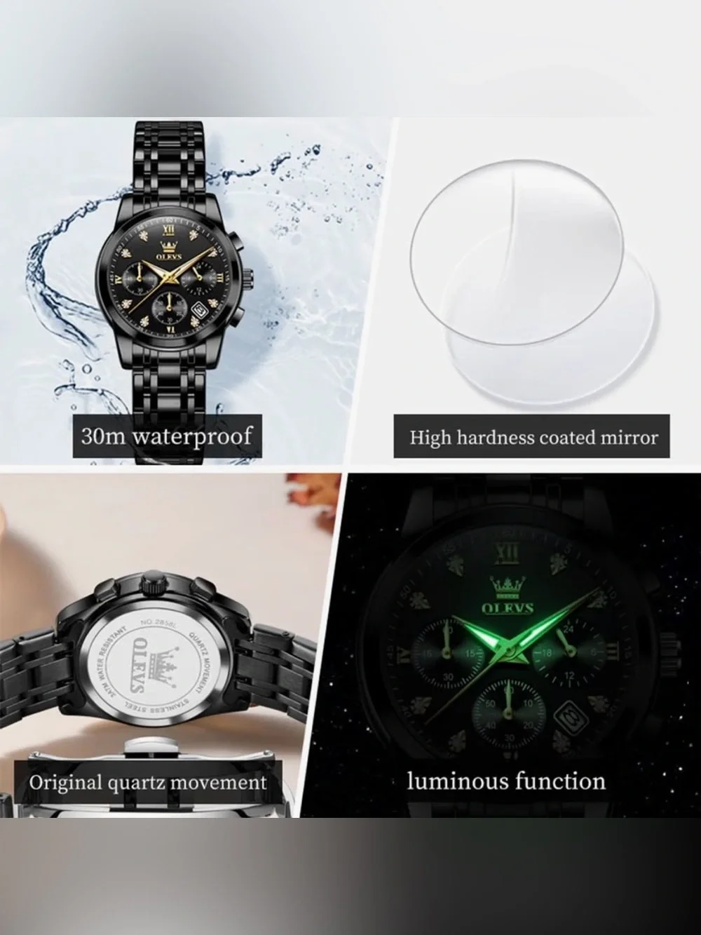 Olevs Woman’s Two Tone Stainless Steel Waterproof Watch